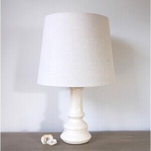 Vintage Small Cream Ceramic Lamp for Living Room Accent Table Lamp Bedroom Decor
